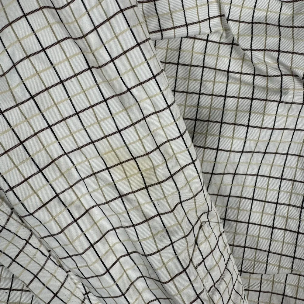 Banana Republic Button Down‎ Mens Size S Cream Brown Cotton Long Sleeve Shirt